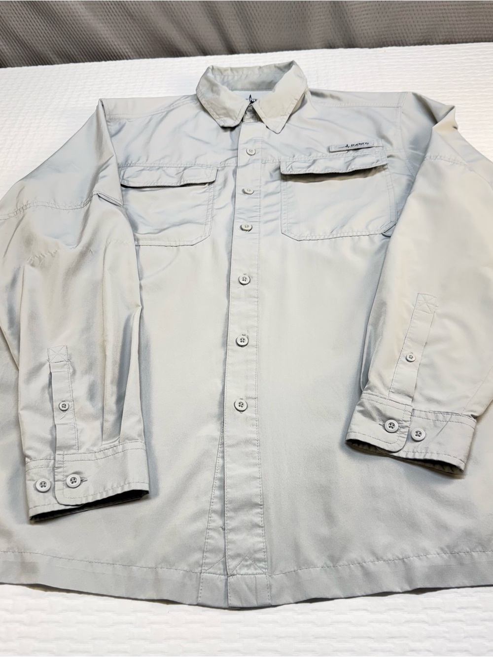 Habit 40+ Protection Fishing Light Gray Men's Button-Up Outdoor Shirt Size Med